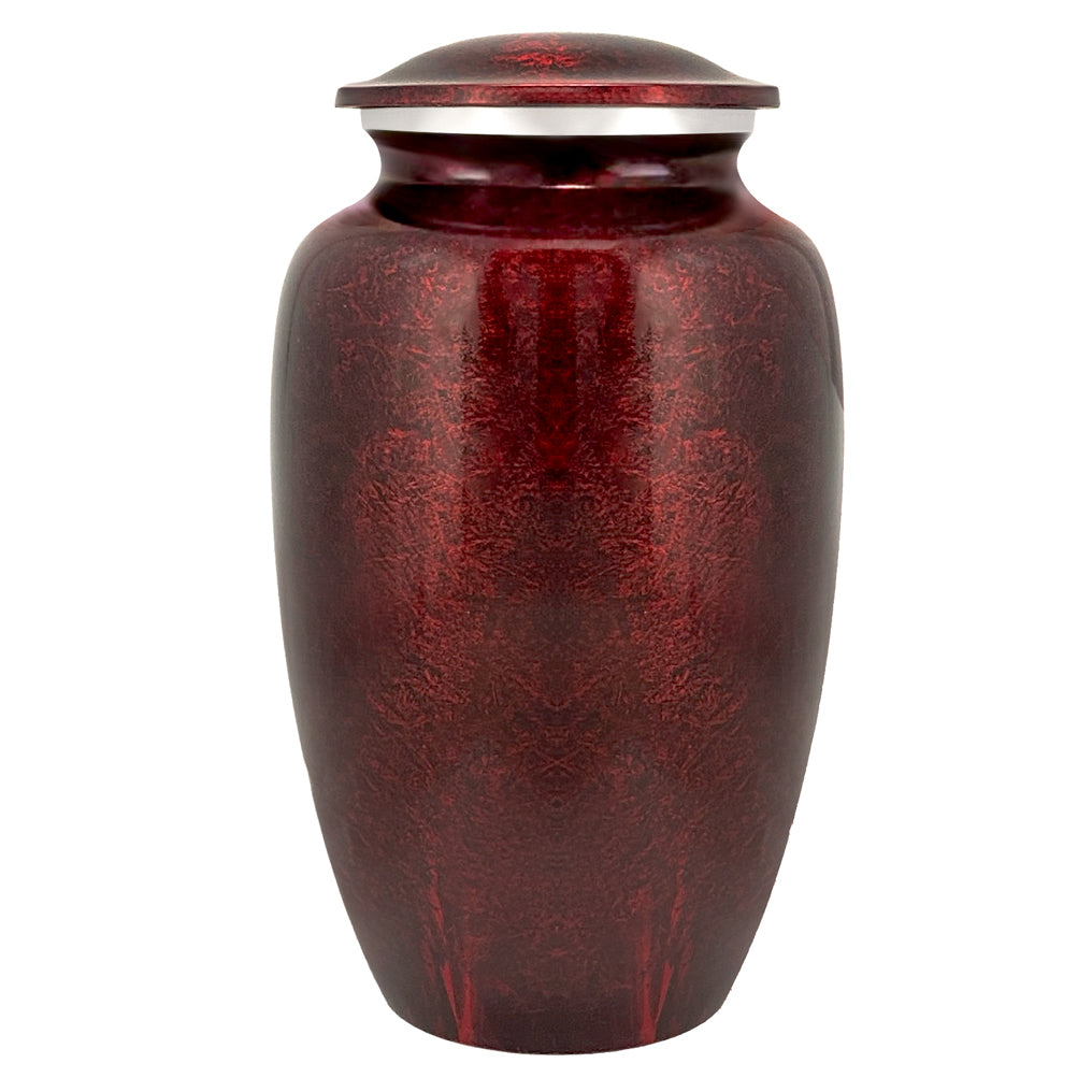 Red Marbled Pewter Cremation Adult Urn - Tribute Wreath™ - Pro Laser Engraving