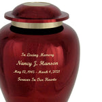 Red Mirror Brass Adult Cremation Urn - Pro Diamond Engraving