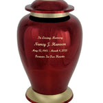 Red Mirror Brass Adult Cremation Urn - Pro Diamond Engraving