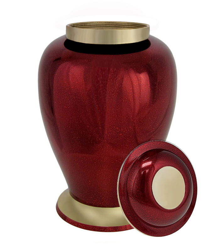 Red Mirror Brass Adult Cremation Urn - Pro Diamond Engraving