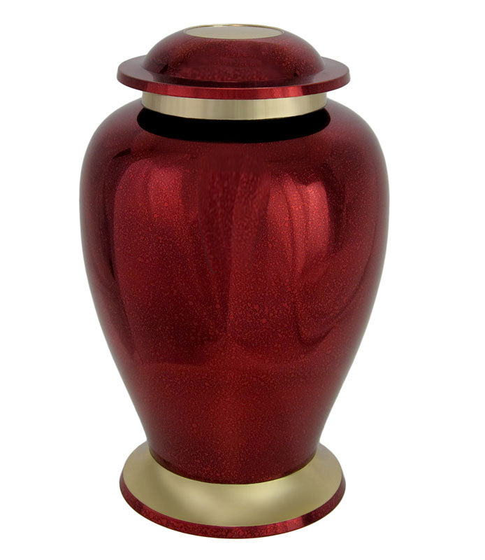 Red Mirror Brass Adult Cremation Urn - Pro Diamond Engraving