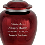 Red Mirror Pewter Adult Cremation Urn - Pro Diamond Engraving