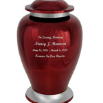 Red Mirror Pewter Adult Cremation Urn - Pro Diamond Engraving