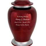 Red Mirror Pewter Adult Cremation Urn - Pro Diamond Engraving