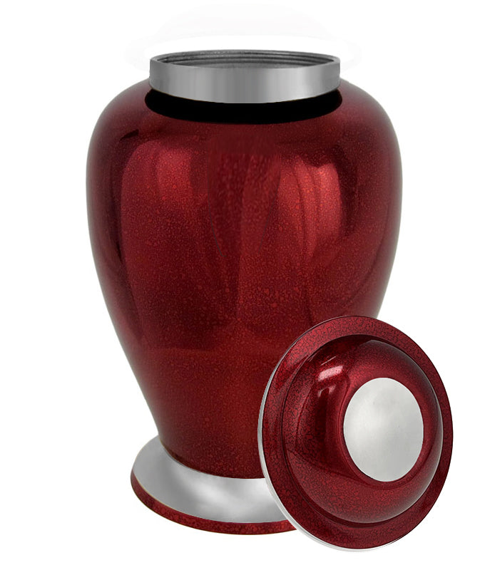 Red Mirror Pewter Adult Cremation Urn - Pro Diamond Engraving