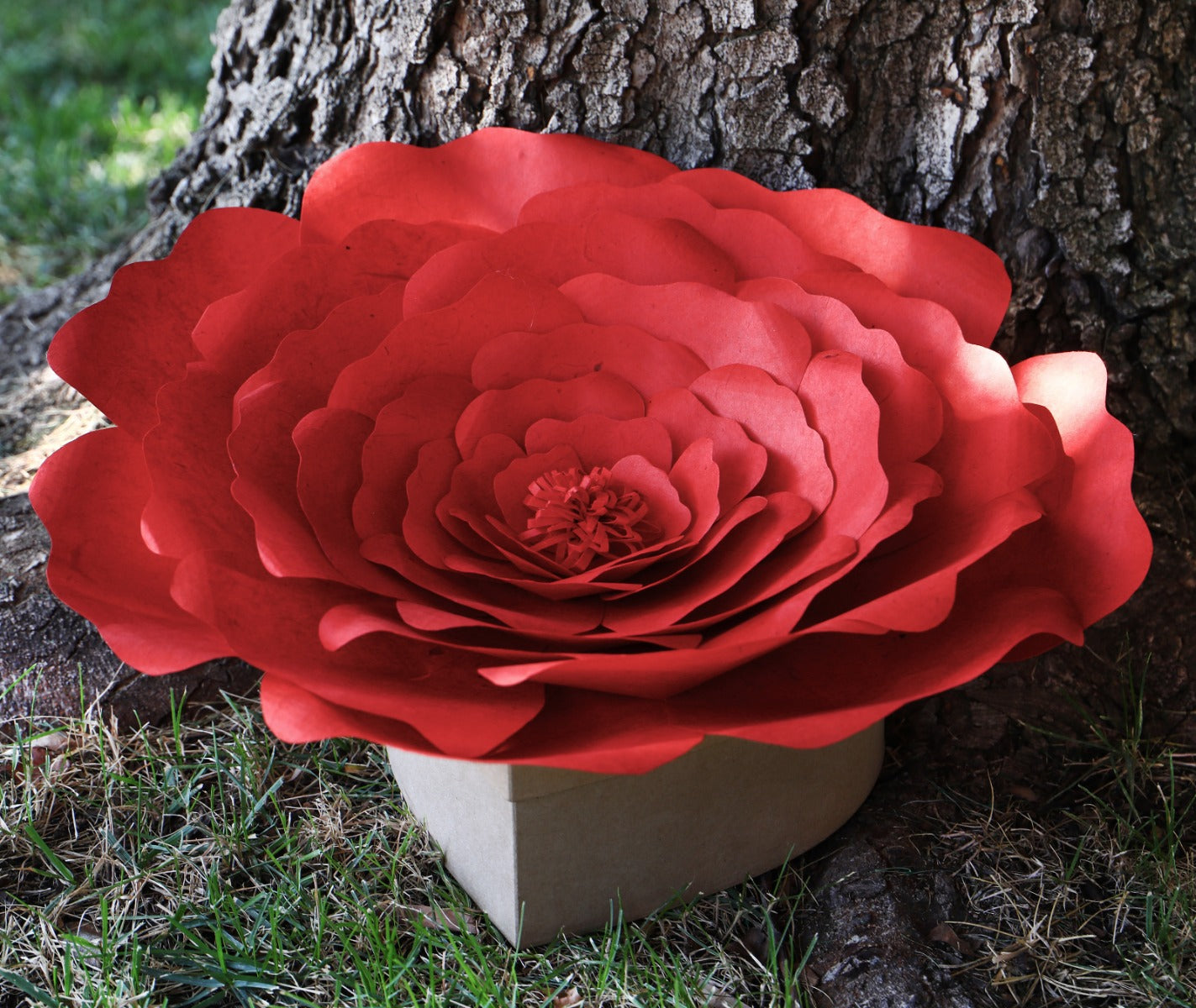 Red Peaceful Petal® Flower Water Burial Adult or Companion Urn - Blue Butterfly Option