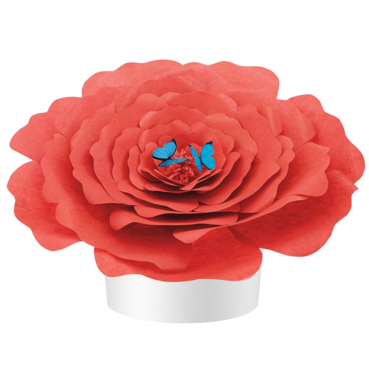 Red Peaceful Petal® Flower Water Burial Adult or Companion Urn - Blue Butterfly Option