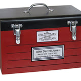 Toolbox Red Cremation Urn - Crossed Tools Option