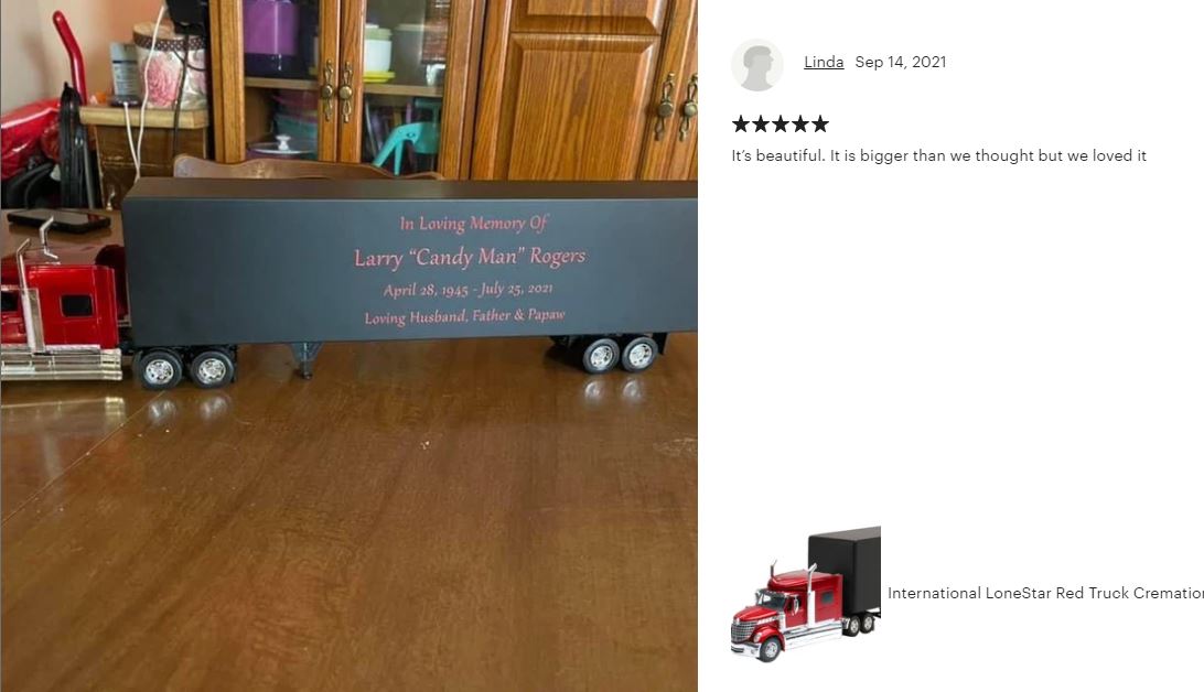 Trailer Cremation Urn & International LoneStar Red Truck Décor