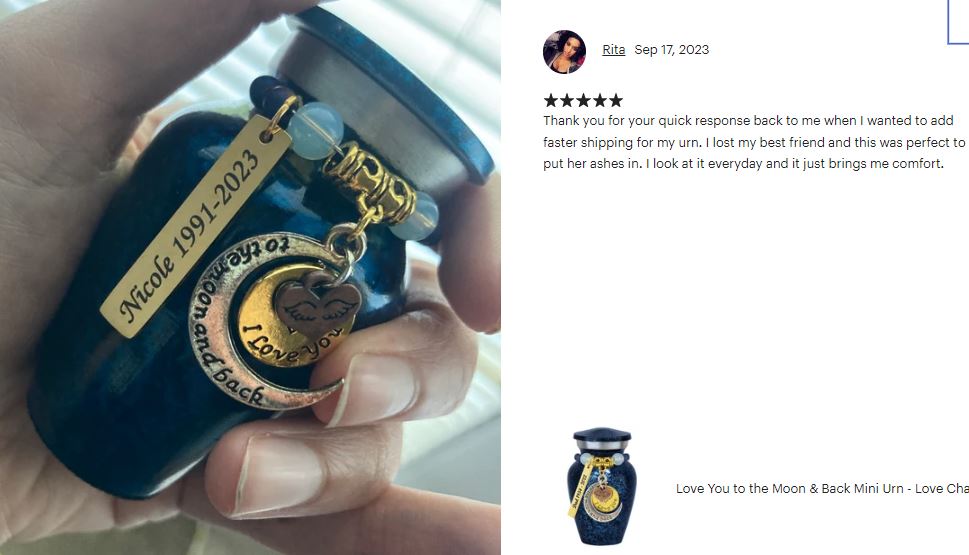 Love You to the Moon & Back Mini Urn - Love Charms™ Option