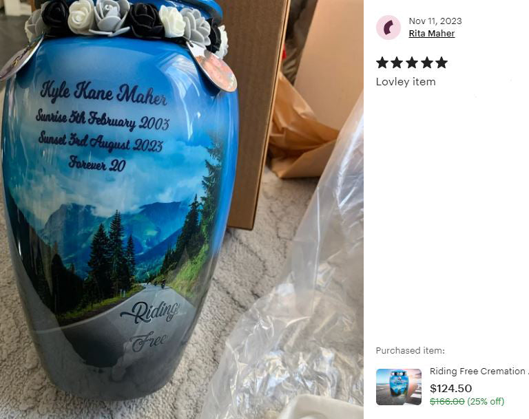 Riding Free Medium or Adult Cremation Urn - Tribute Wreath™ - Pro Personalization - Burial Vault Option