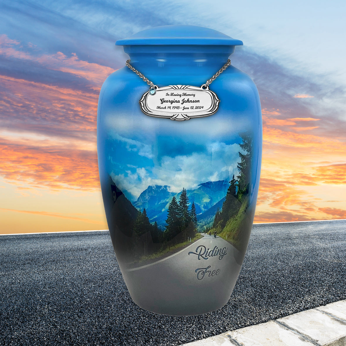 Riding Free Medium or Adult Cremation Urn - Tribute Wreath™ - Pro Personalization - Burial Vault Option