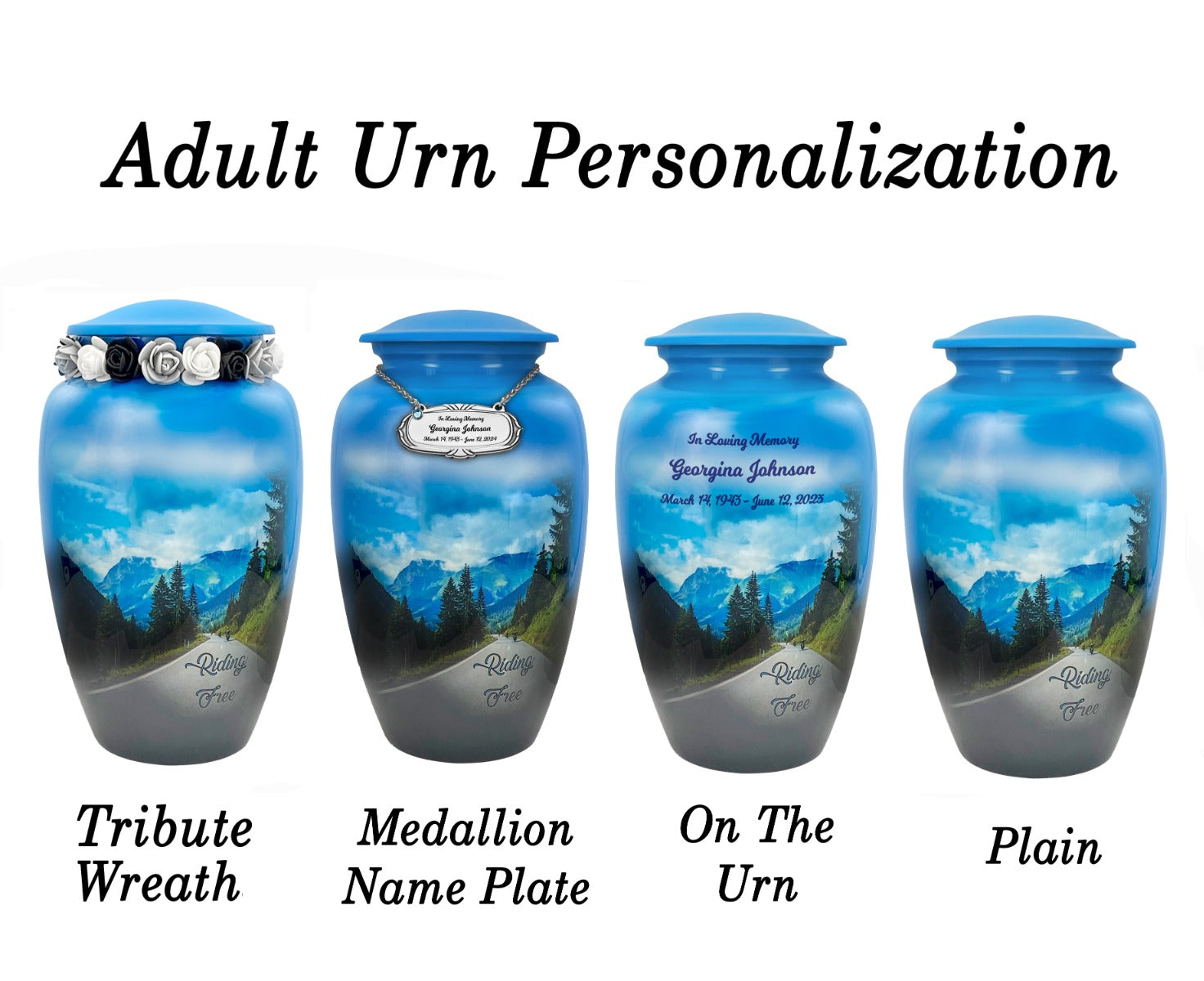 Free Cremation Adult Urn - Shipping Fee Required - Choose Engraving - Burial Vault Option 
