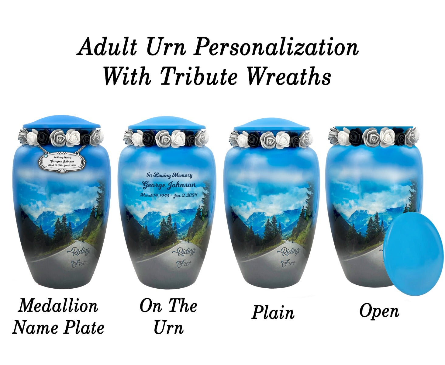 Riding Free Medium or Adult Cremation Urn - Tribute Wreath™ - Pro Personalization - Burial Vault Option