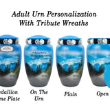 Riding Free Medium or Adult Cremation Urn - Tribute Wreath™ - Pro Personalization - Burial Vault Option