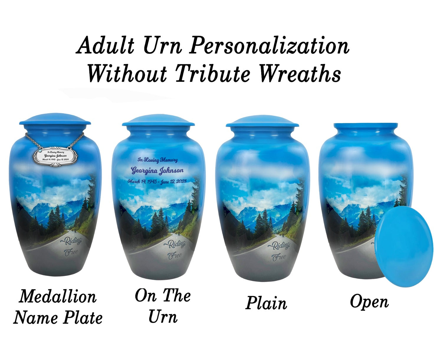 Riding Free Medium or Adult Cremation Urn - Tribute Wreath™ - Pro Personalization - Burial Vault Option