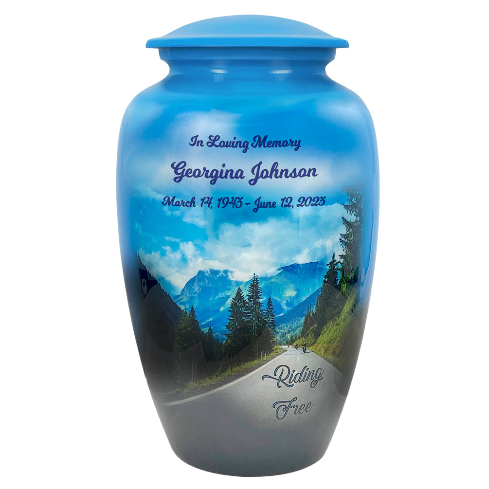 Riding Free Medium or Adult Cremation Urn - Tribute Wreath™ - Pro Personalization - Burial Vault Option