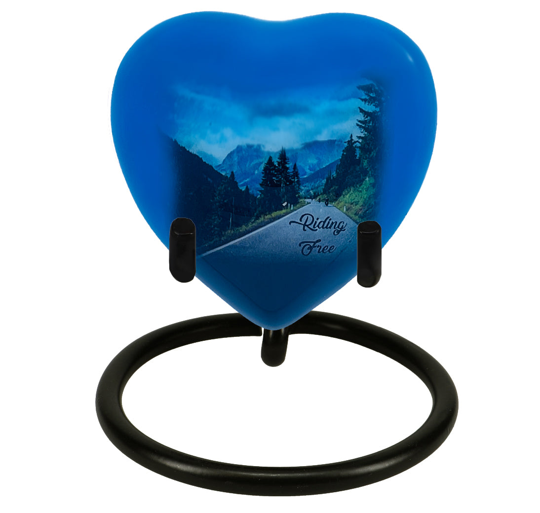 Riding Free Heart Keepsake Urn - Heart Stand Option