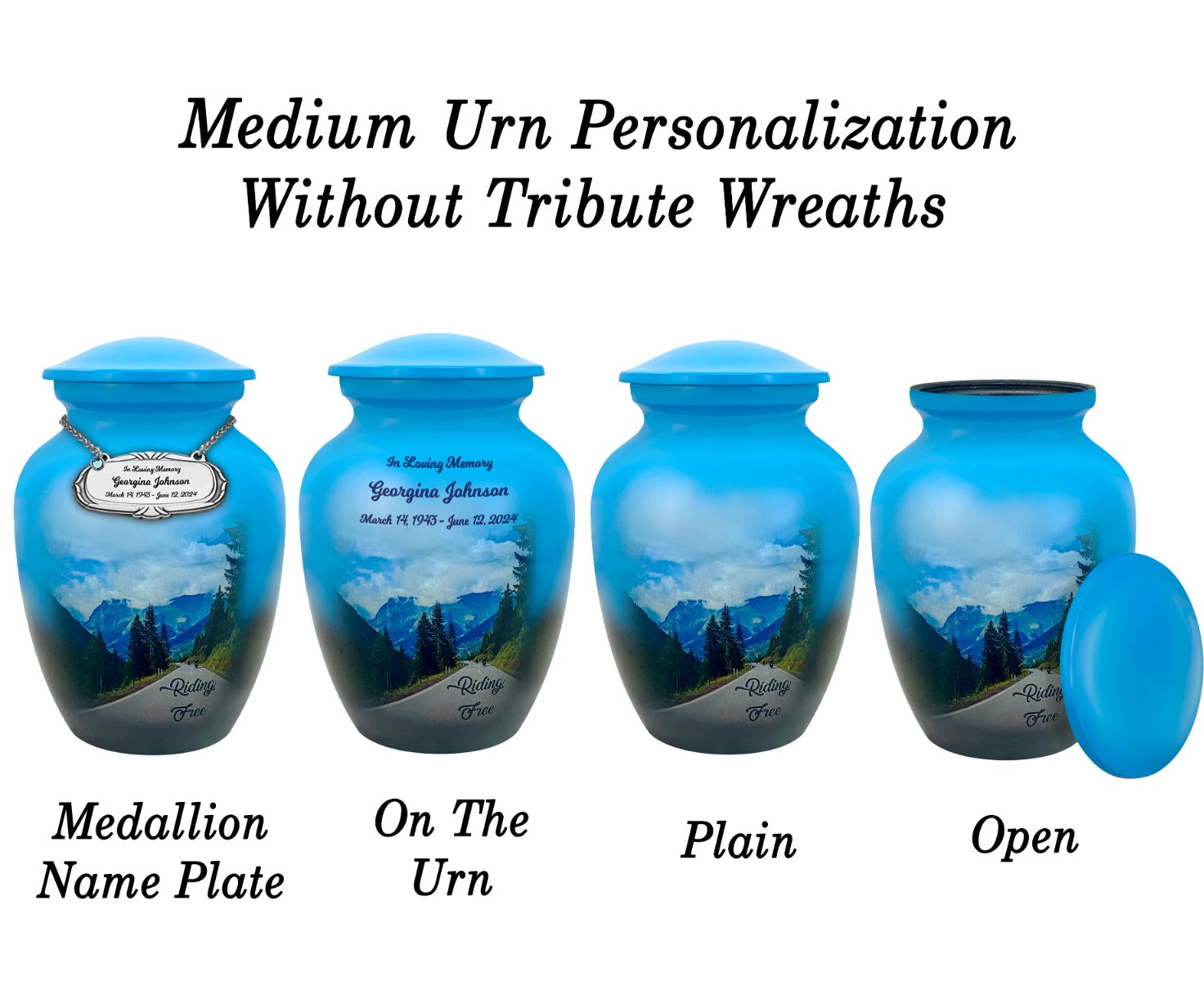 Riding Free Medium or Adult Cremation Urn - Tribute Wreath™ - Pro Personalization - Burial Vault Option