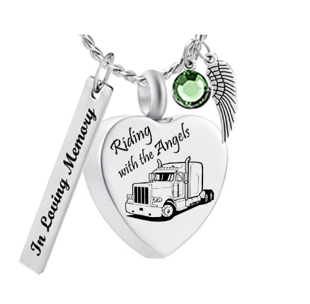 Riding With the Angels Trucker Jewelry Urn - Love Charms® Option