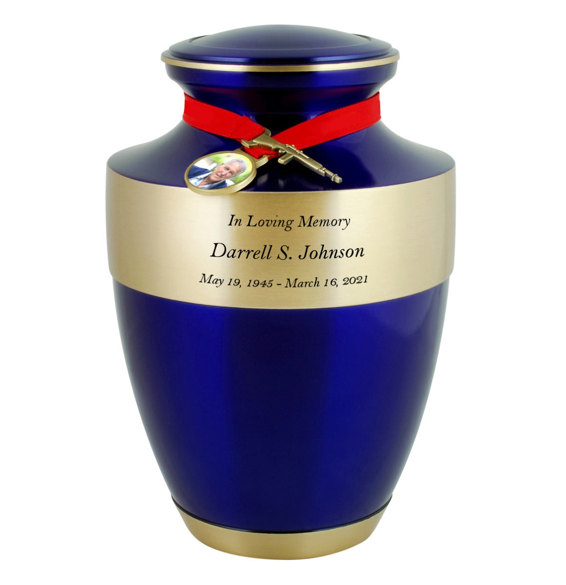 Rifle Photo Medallion Cremation Urn