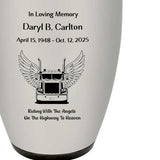Riding With Angels Truck Pewter Adult Cremation Urn - Tribute Wreath™ - Pro Personalization - Burial Vault Option