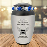 Riding With Angels Truck Pewter Adult Cremation Urn - Tribute Wreath™ - Pro Personalization - Burial Vault Option