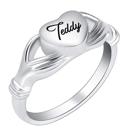 Heart & Hands Cremation Ring Keepsake Urn