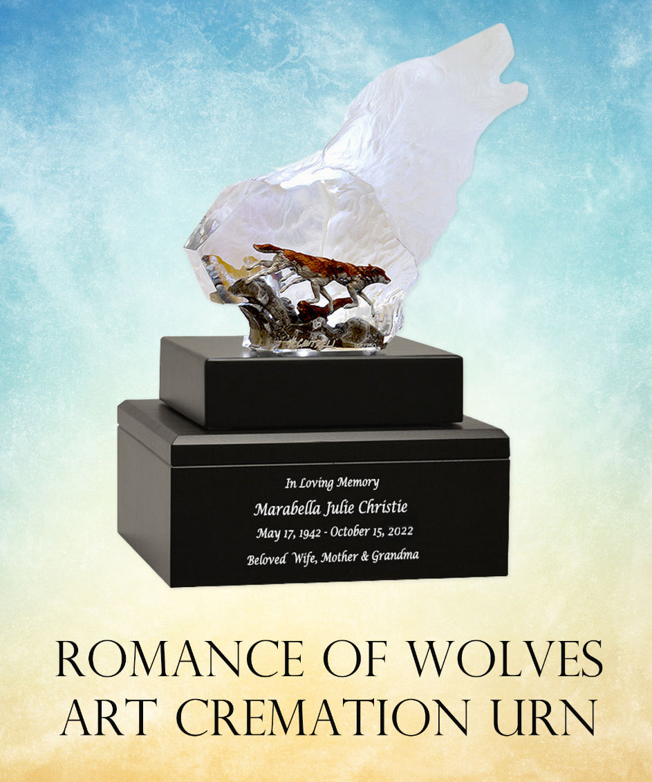 Romance of Wolves Lucite Art Cremation Urn