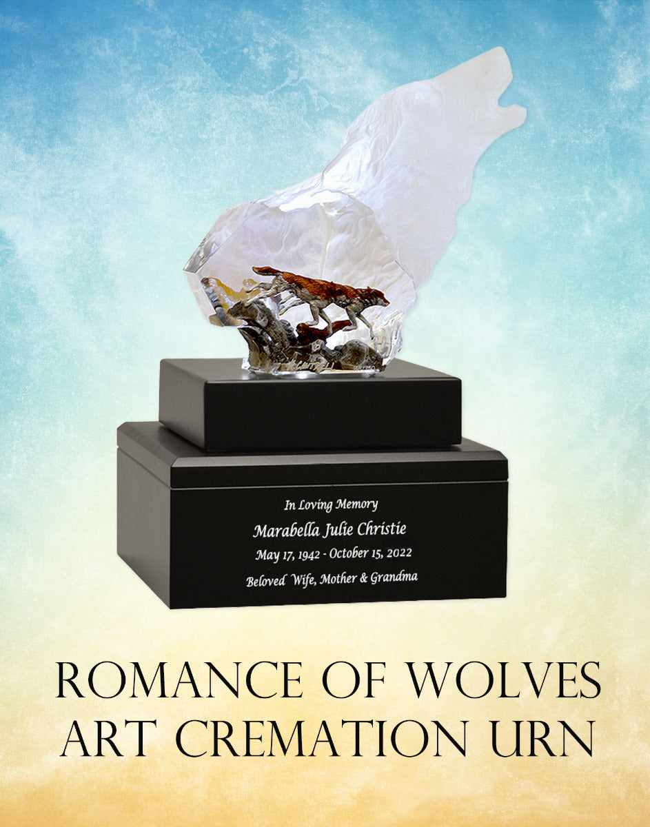 Romance of Wolves Lucite Art Cremation Urn