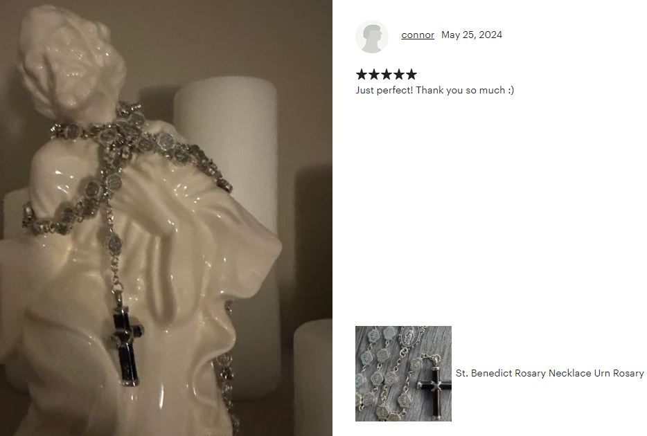 St. Benedict Rosary Necklace Urn