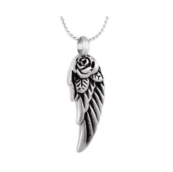 Rose Angel Wing Cremation Jewelry Urn - Love Charms Option