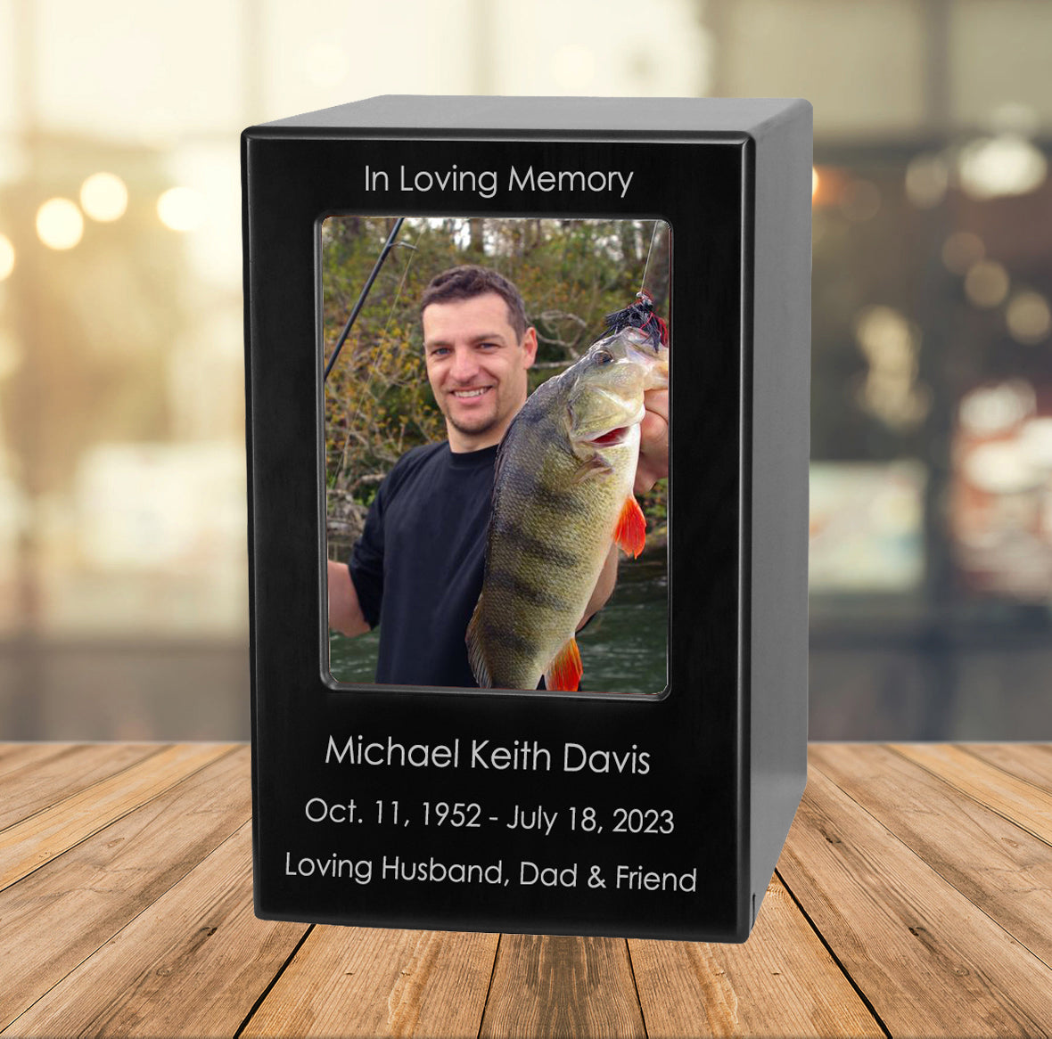 Black Wedge Photo Urn