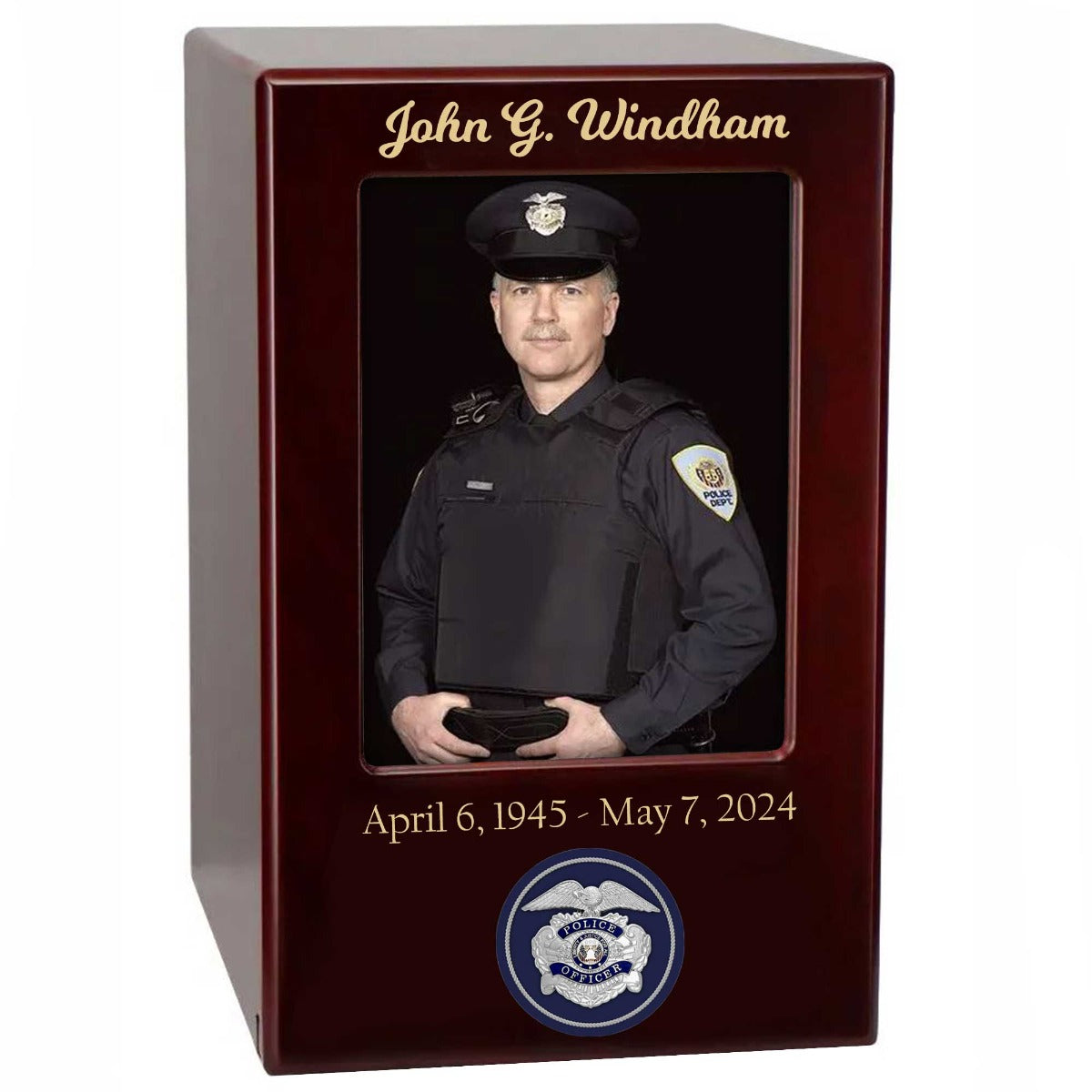 Firefighter or Police Officer Adult Cremation Photo Urn