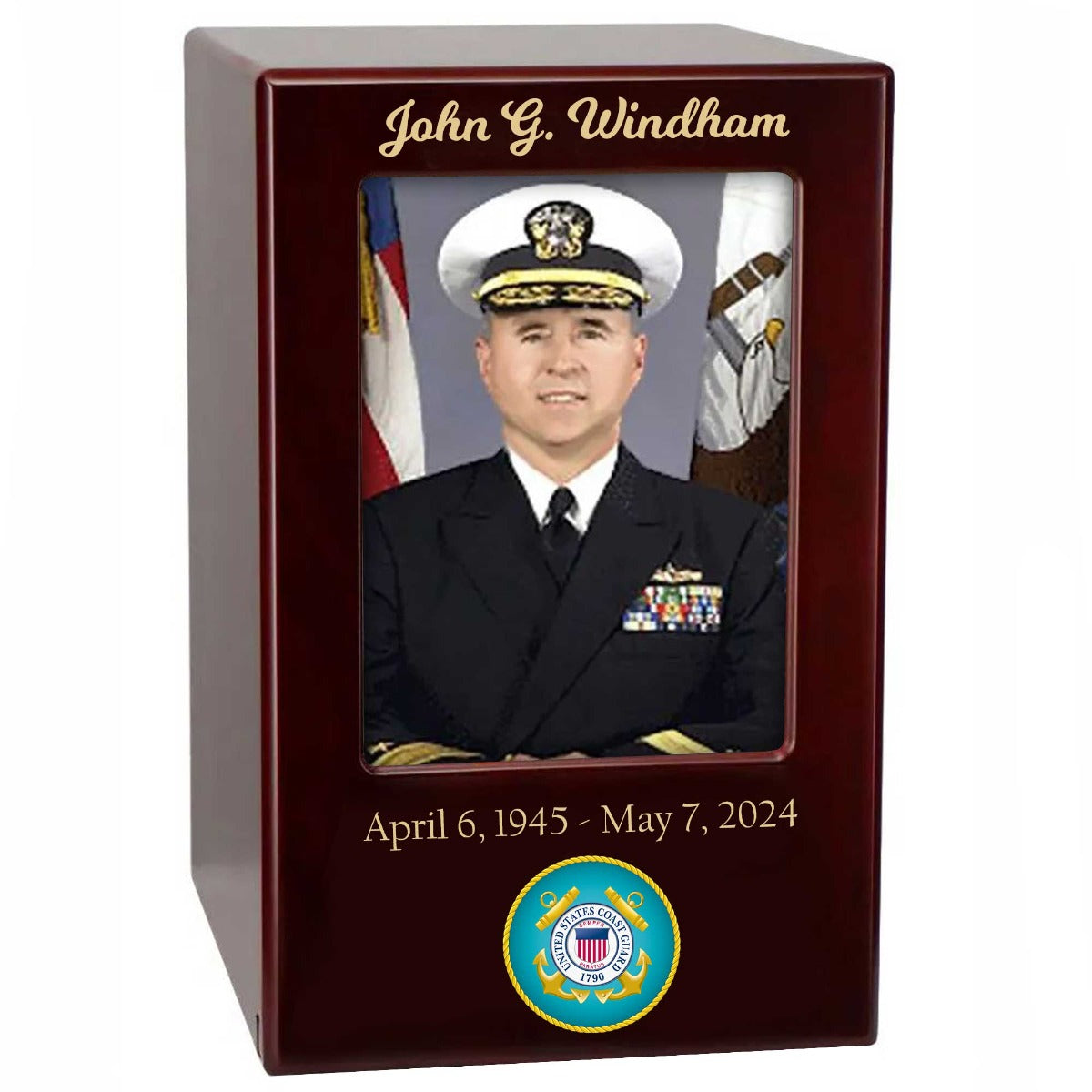 US Marine Corps, Army, Air Force, Navy or Coast Guard Photo Urn - Adult Sized