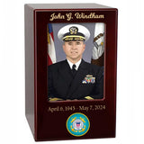 US Marine Corps, Army, Air Force, Navy or Coast Guard Photo Urn - Adult Sized