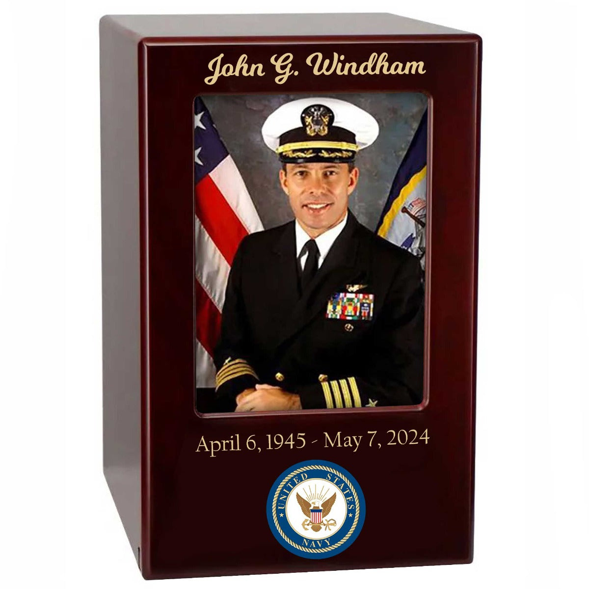 US Marine Corps, Army, Air Force, Navy or Coast Guard Photo Urn - Adult Sized