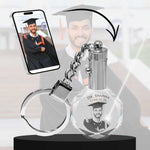2D Crystal Photo Round Keychain - Engraving Option - Lights Up