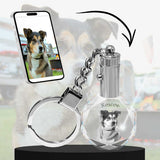 2D Crystal Photo Round Keychain - Engraving Option - Lights Up
