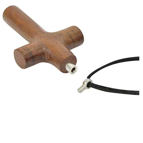 Rounded Cross Walnut Cremation Necklace Urn