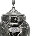 Royal Black Marble Urn Adult Sized Roman Styled Cremation urn