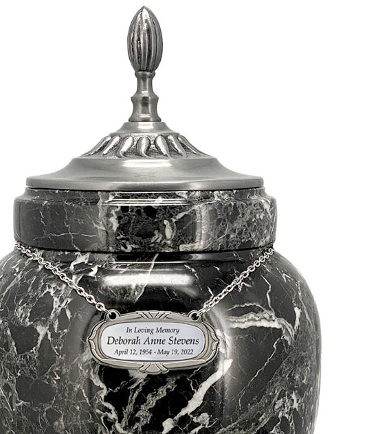 Royal Black Marble Urn Adult Sized Roman Styled Cremation urn