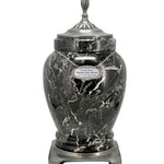Royal Black Marble Urn Adult Sized Roman Styled Cremation urn