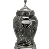 Royal Black Marble Urn Adult Sized Roman Styled Cremation urn