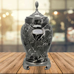 Royal Black Marble Urn Adult Sized Roman Styled Cremation urn