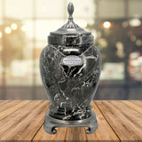 Royal Black Marble Urn Adult Sized Roman Styled Cremation urn