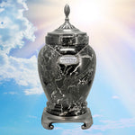 Royal Black Marble Urn Adult Sized Roman Styled Cremation urn