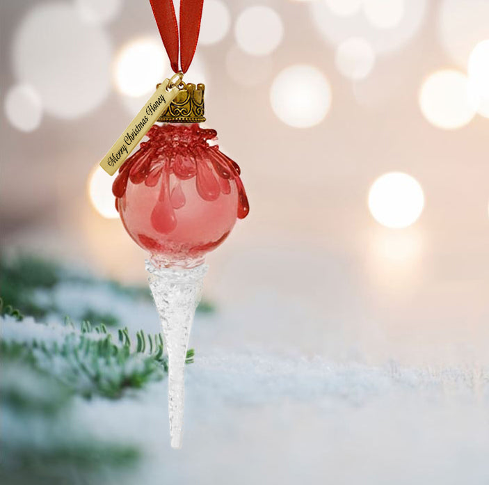 Ruby Snowball Icicle Ornament Keepsake - Love Charms® Option