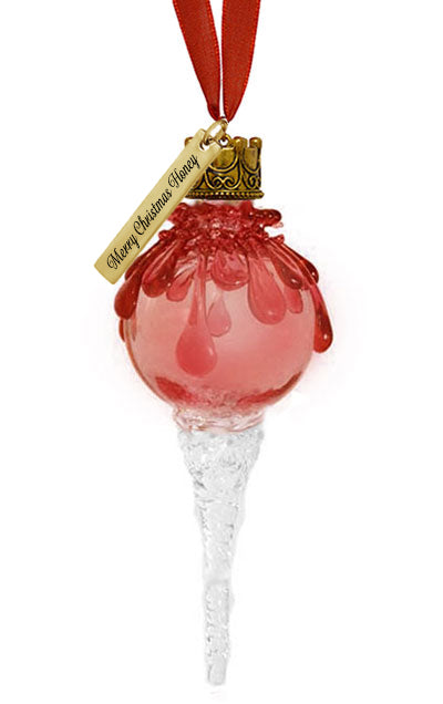 Ruby Snowball Icicle Ornament Keepsake - Love Charms® Option