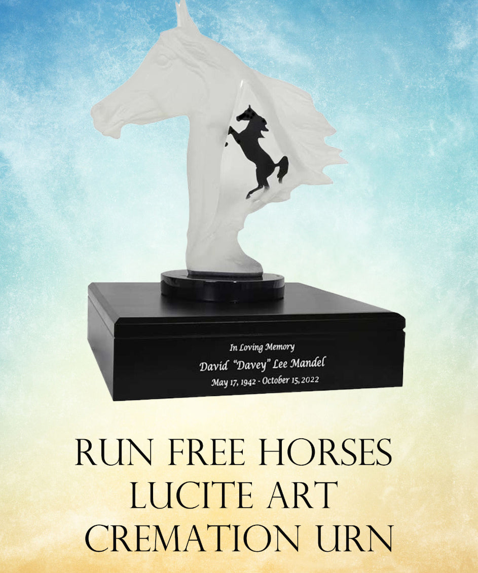 Run Free Horses Lucite Art Cremation Urn 